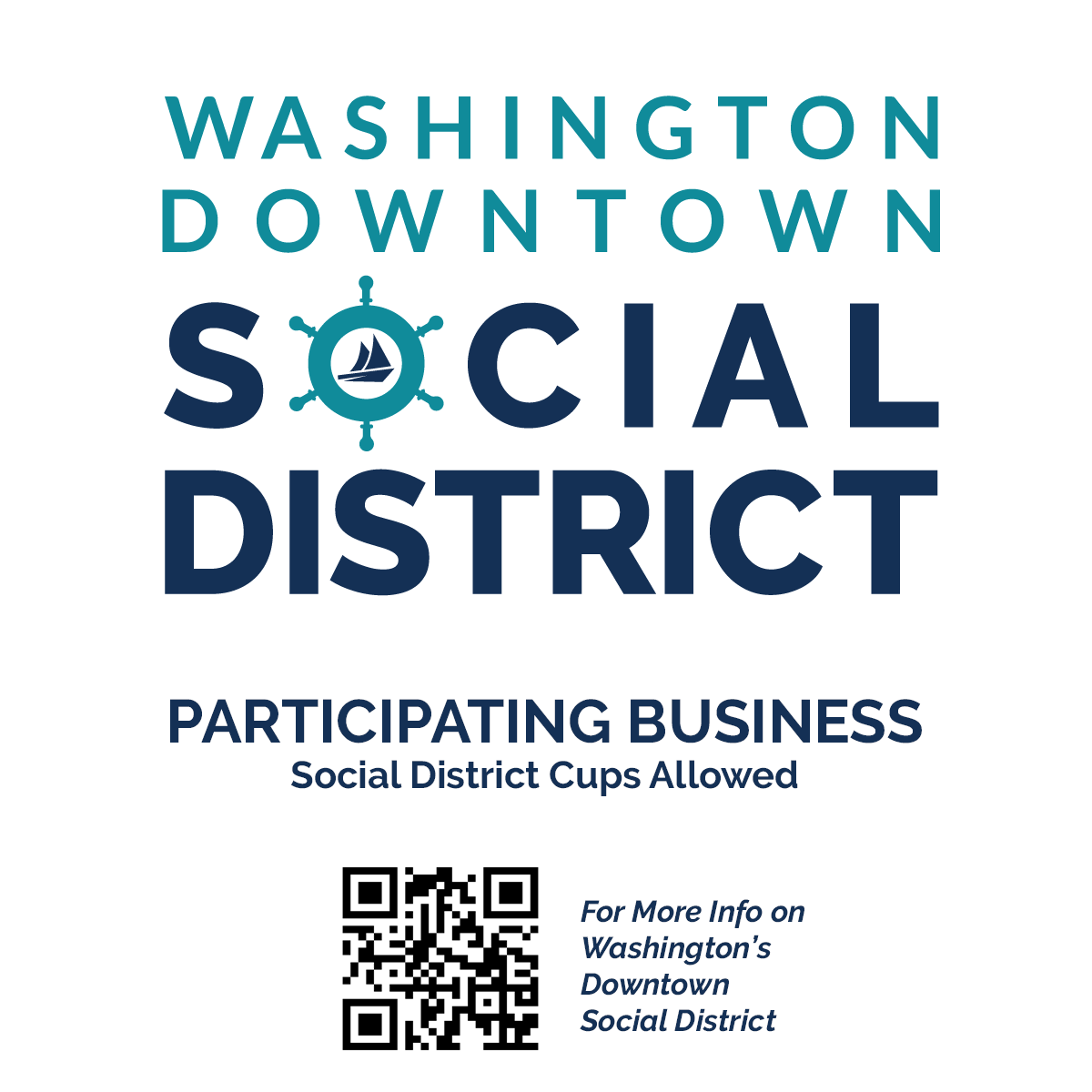 Washington Downtown Social District participating business signage