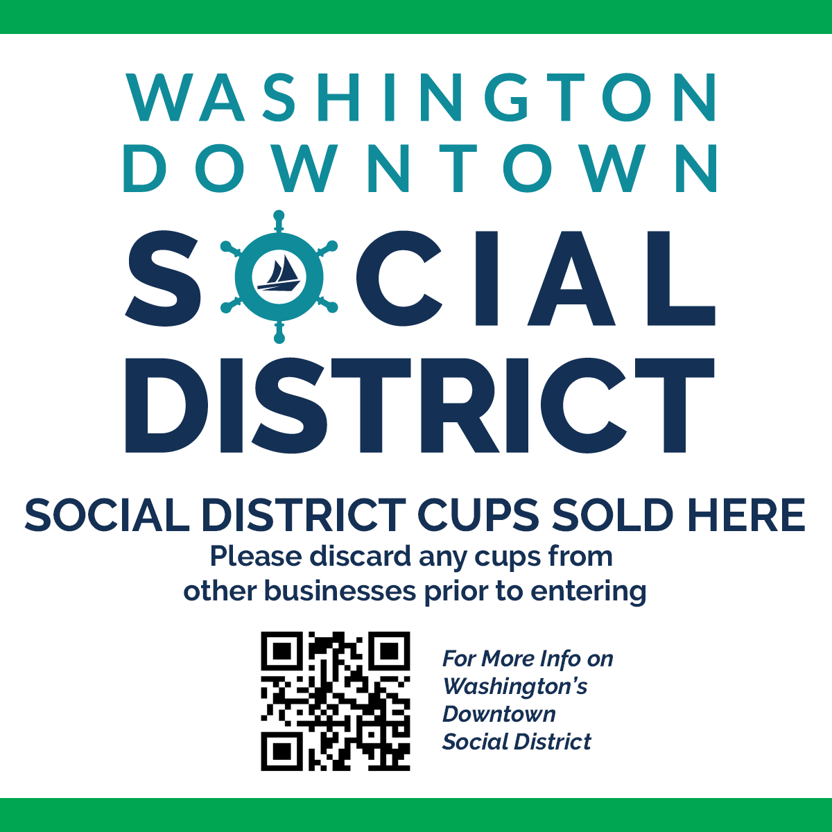 Social District cups sold here sign